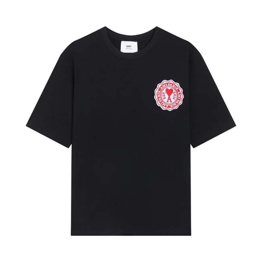 Ami Alexandre Mattiussi France Patch Logo Black Tee Shirt